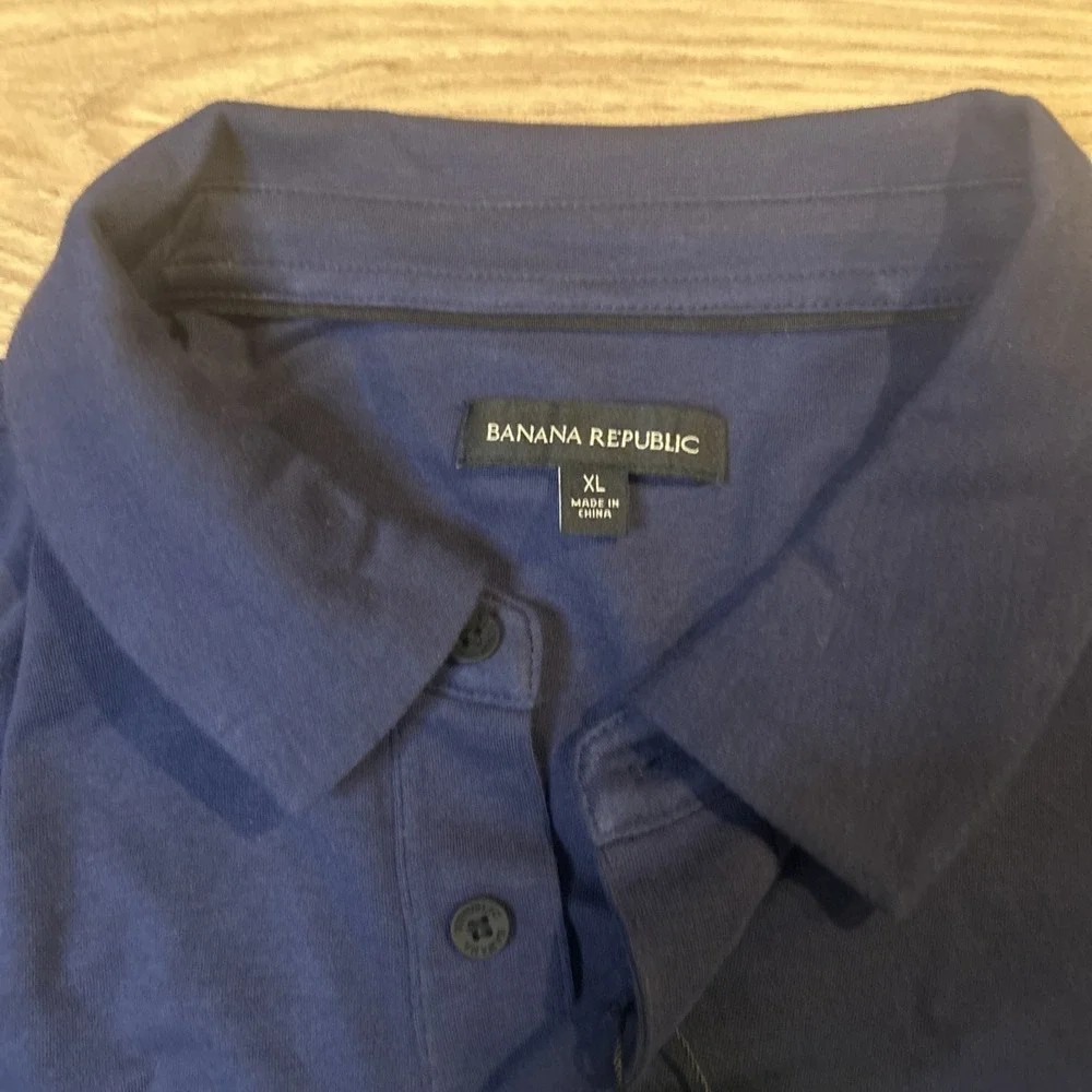 NWT Banana Republic Men's Luxe Touch Long Sleeve Polo Cotton BLUE XL (023)